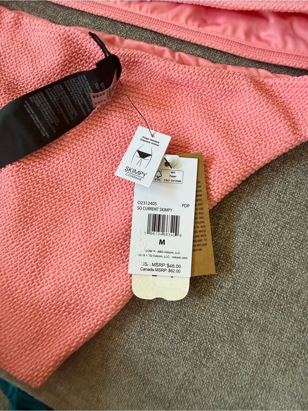 Volcom Pink Textured Bikini Set - Picture 5 of 5